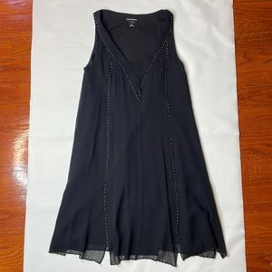 Black aline silk/ tulle dress.